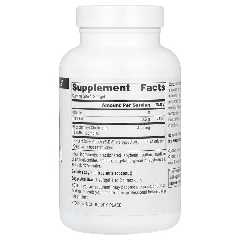 Source Naturals, Фосфатидилхолин в лецитине, 420 мг, 90 мягких таблеток