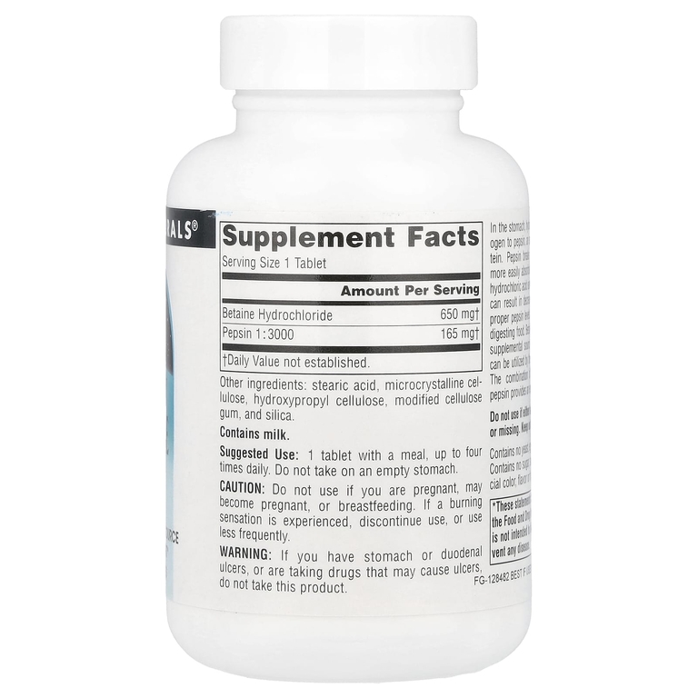 Source Naturals, бетаина гидрохлорид, 90 таблеток