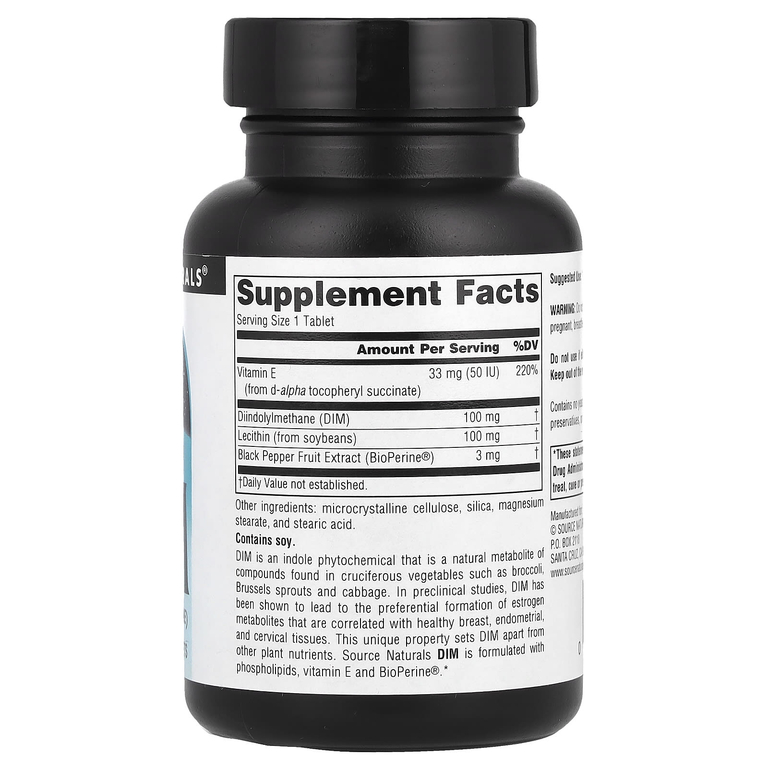 Source Naturals, DIM, 100 мг, 30 таблеток