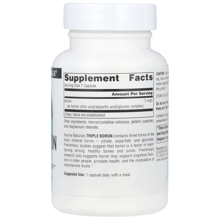 Source Naturals, Тройной бор, 3 мг, 100 капсул