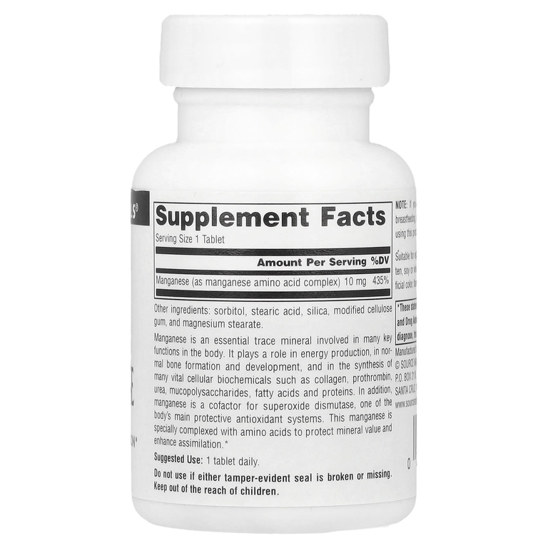 Source Naturals, Марганец, 10 мг, 100 таблеток