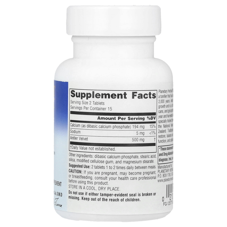 Planetary Herbals, Full Spectrum™, пантовый бархат, 30 таблеток (250 мг в 1 таблетке)