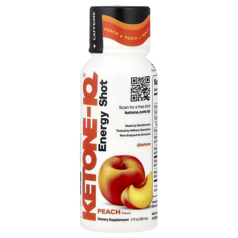 Ketone-IQ, Energy Shot, персик, 6 флаконов по 59 мл (2 жидк. унции)