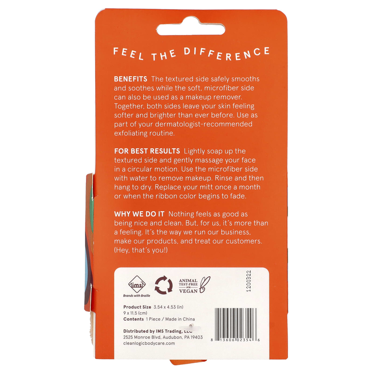 Cleanlogic, Bath and Body, перчатки для лица с двойной текстурой, 1 шт.