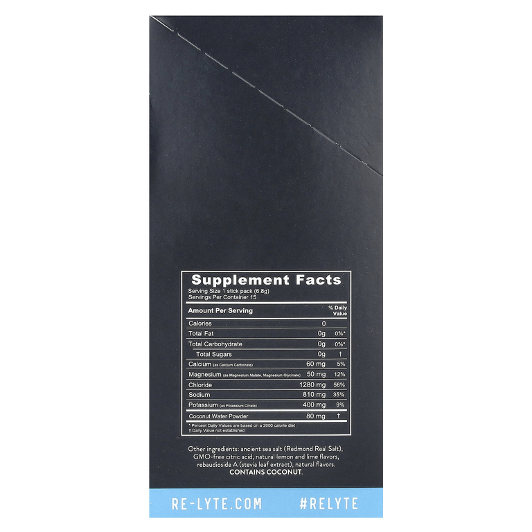 Redmond Trading Company, Re-Lyte® Hydration, лимон и лайм, 15 пакетиков в стиках по 6,8 г (0,24 унции)