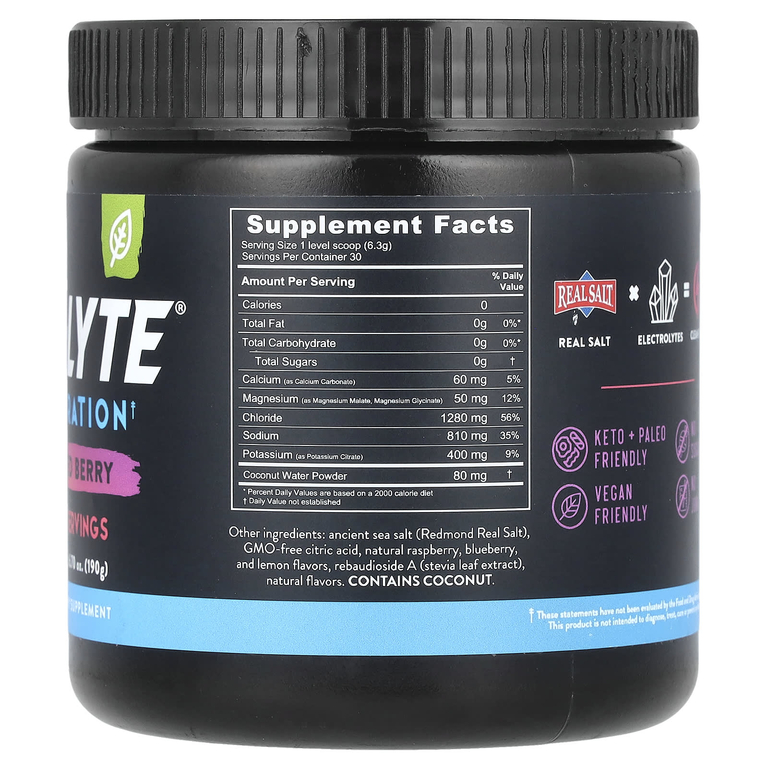 Redmond, Re-Lyte® Hydration, ягодное ассорти, 190 г (6,70 унции)