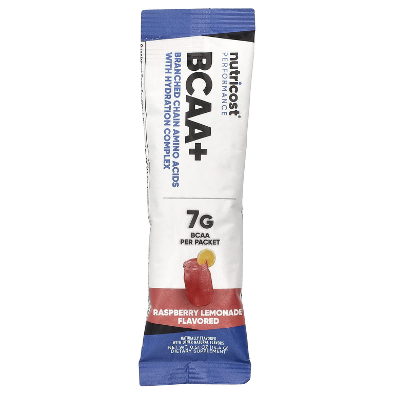Nutricost, Performance, BCAA +, малиновый лимонад, 20 пакетиков по 14 г (0,5 унции)
