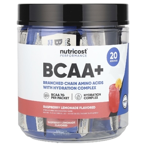 Nutricost, Performance, BCAA +, малиновый лимонад, 20 пакетиков по 14 г (0,5 унции)