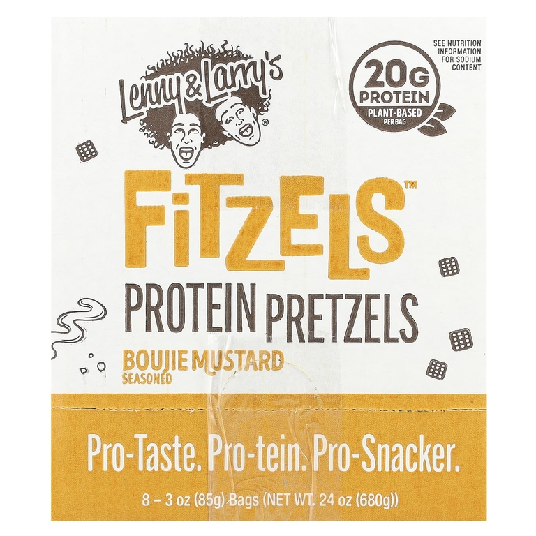 Lenny & Larry's, Fitzels ™, протеиновые крендели с горчицей Бужи, 8 пакетиков по 85 г (3 унции)