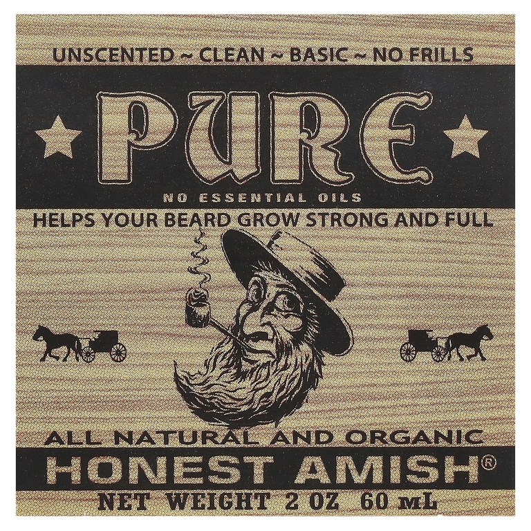 Honest Amish, Чистый бальзам для бороды, без запаха, 60 мл (2 унции)