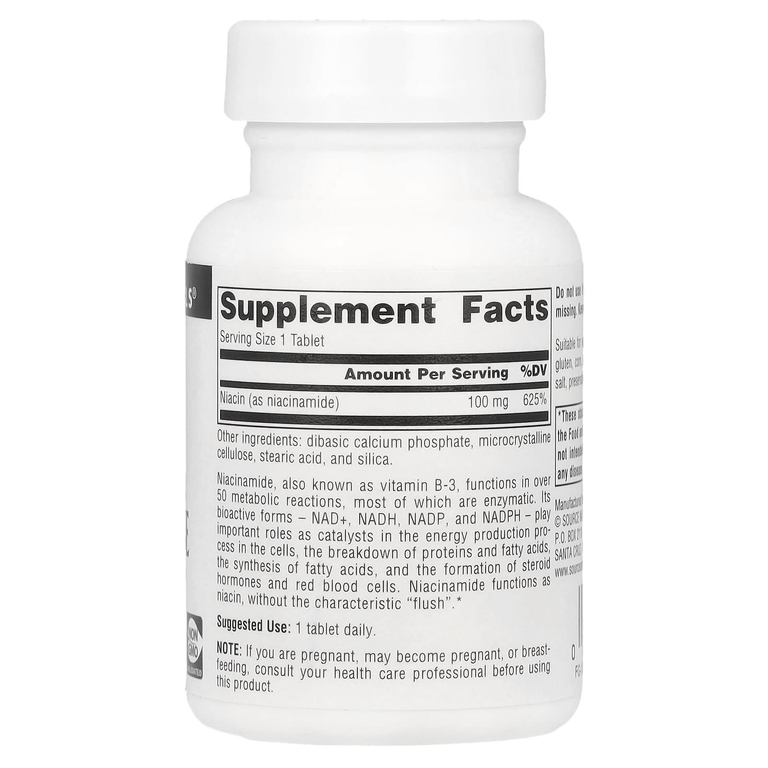 Source Naturals, Ниацинамид B3, 100 мг, 100 таблеток