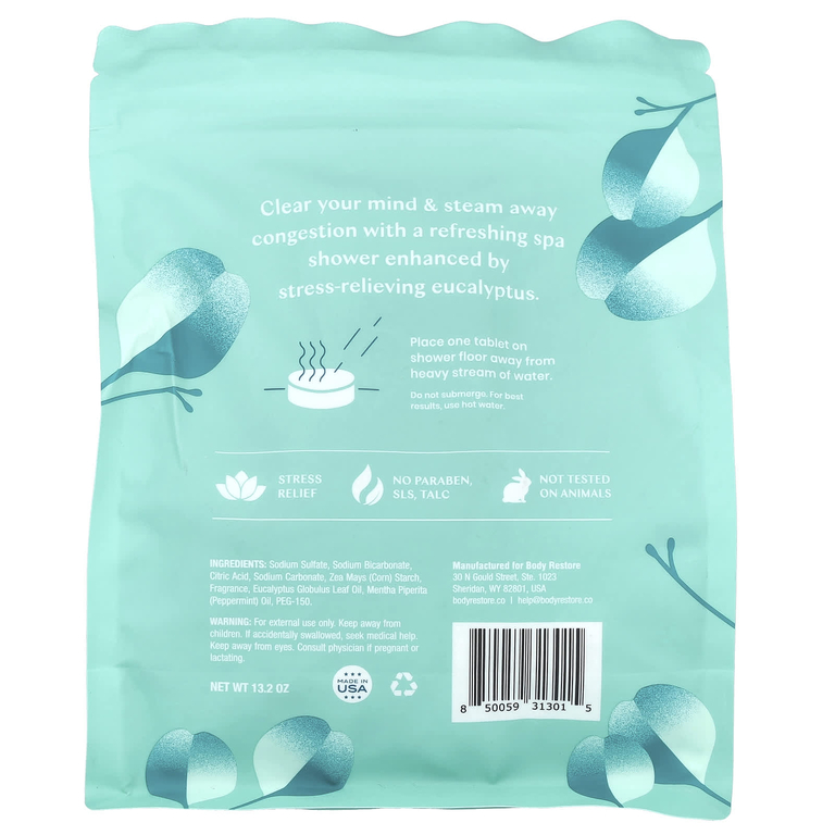 Body Restore, Пароварки для душа, эвкалипт, 15 таблеток, 13,2 унции (Товар снят с продажи) 