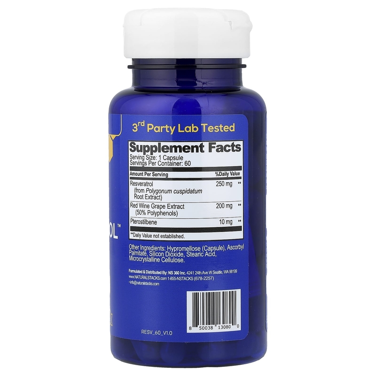 Natural Stacks, Smart Resveratrol™, 60 веганских капсул