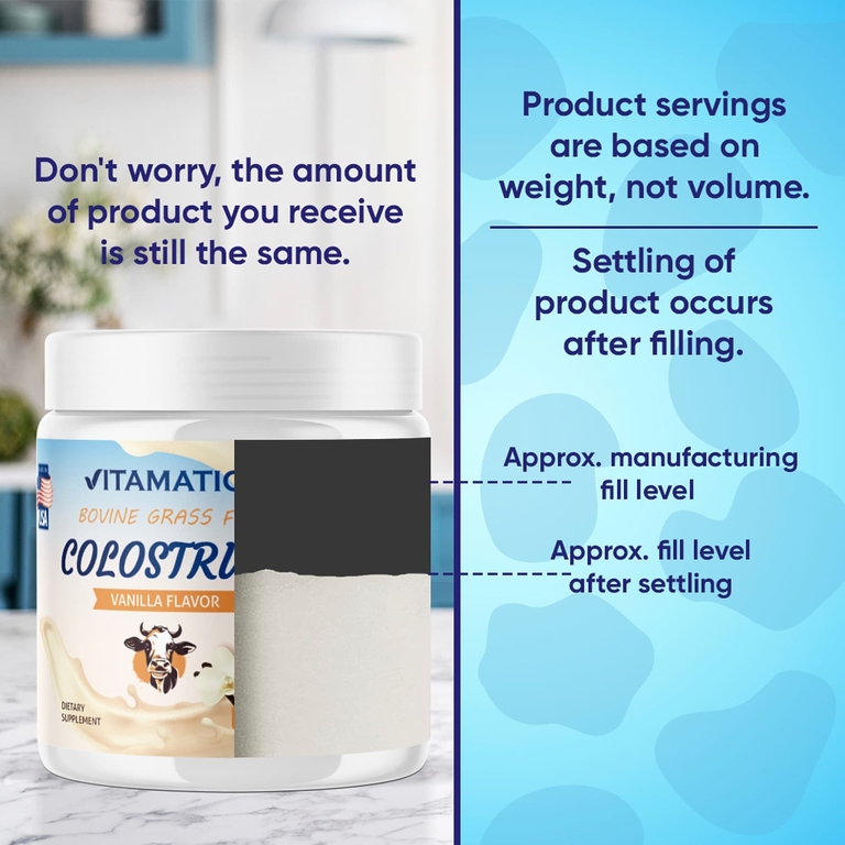 Vitamatic, Бычье молозиво, откормленное травой, ваниль, 72 г (2,53 унции)