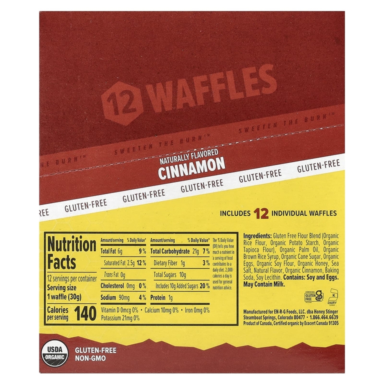 Honey Stinger, Energy Waffle, корица, 12 вафель, 30 г (1,06 унции)
