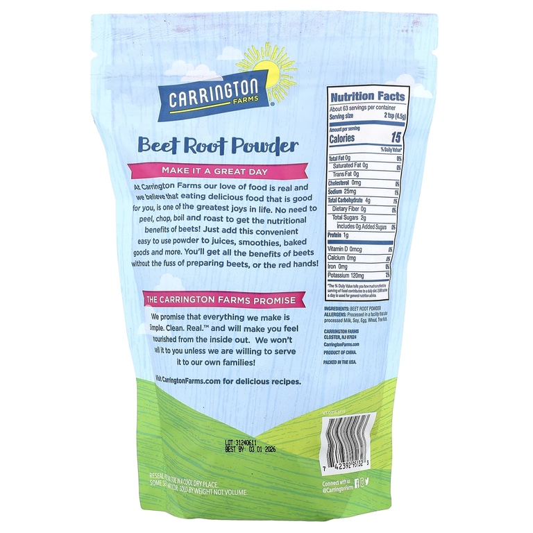 Carrington Farms, Порошок из свеклы, 283 г (10 унций) (Товар снят с продажи) 
