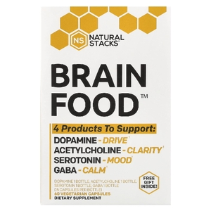 Natural Stacks, Brain Food ™, 4 флакона, 15 вегетарианских капсул в каждом флаконе (Товар снят с продажи) 