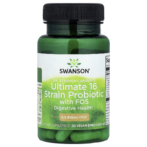 Swanson Vitamins, Компания Dr. Ultimate 16 штаммов пробиотиков с ФОС от Стивена Лангера, 30 веганских капсул EMBO Caps® AP