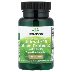 Swanson Vitamins, Компания Dr. Ultimate 16 штаммов пробиотиков с ФОС от Стивена Лангера, 30 веганских капсул EMBO Caps® AP