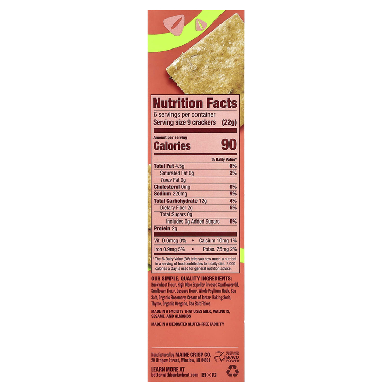 Better with Buckwheat, Гречневые крекеры, розмарин и травы, 120 г (4,25 унции) (Товар снят с продажи) 