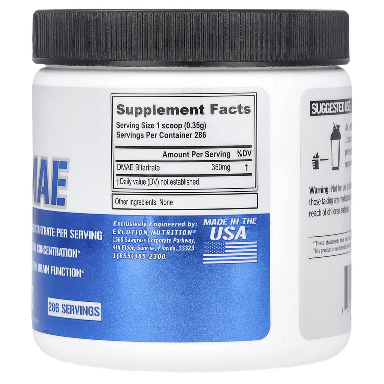 EVLution Nutrition, ДМАЭ, без добавок, 100 г (3,53 унции) (Товар снят с продажи) 
