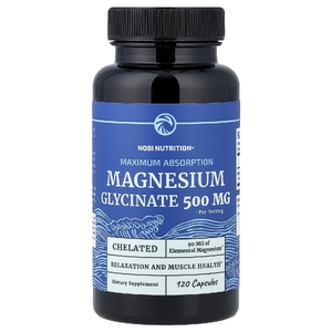 Nobi Nutrition, глицинат магния, максимальное усвоение, 120 капсул (250 мг в 1 капсуле)