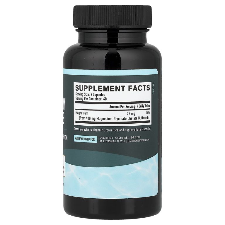 SMNutrition, глицинат магния, хелатированный для максимального усвоения, 120 капсул (36 мг в 1 капсуле)
