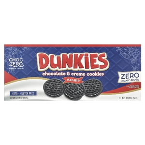 ChocZero, Dunkies, печенье с шоколадом и сливками, ваниль, 12 пакетиков по 21 г (0,75 унции)