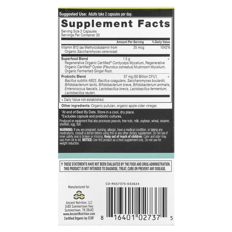 Ancient Nutrition, Пробиотики для поддержки метаболизма, 60 капсул (Товар снят с продажи) 