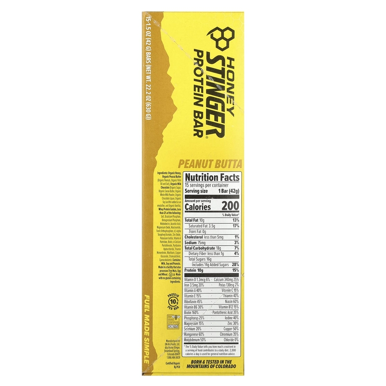 Honey Stinger, Протеиновый батончик, арахисовая паста, 15 батончиков, 42 г (1,5 унции) (Товар снят с продажи) 