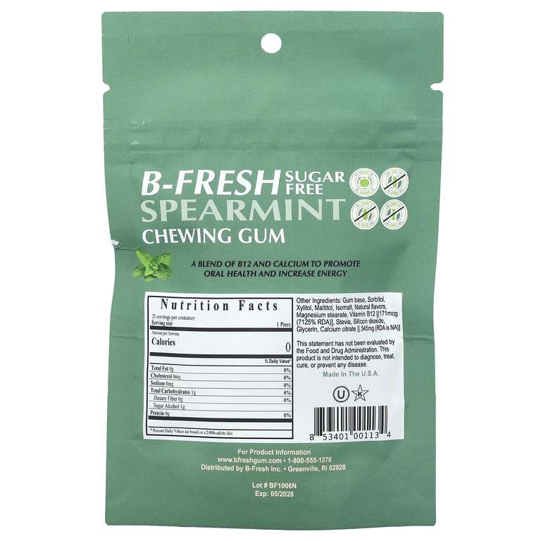B-Fresh, Жевательная резинка, мята, без сахара, 25 шт. (50 г) (Товар снят с продажи) 