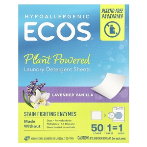 Earth Friendly Products, Ecos®, салфетки для стирки на растительной основе, лаванда и ваниль, 50 шт.