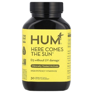 HUM Nutrition, Here Comes The Sun®, высокоэффективный витамин D3, 30 веганских капсул (50 мкг в 1 капсуле)