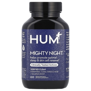 HUM Nutrition, Mighty Night ™, керамиды, коэнзим Q10, феруловая кислота и корень валерианы, 60 веганских мягких таблеток