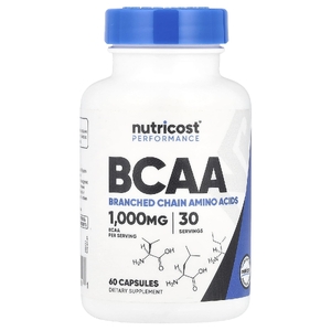 Nutricost, Performance, BCAA, 60 капсул (500 мг в 1 капсуле) (Товар снят с продажи) 