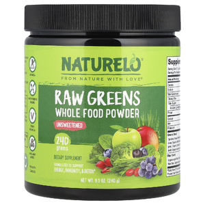 NATURELO, Порошок из цельных продуктов из необработанной зелени, несладкий, 240 г (8,5 унции)
