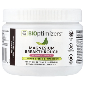 BIOptimizers, Magnesium Breakthrough, малиновый лимонад, 134 г (4,7 унции)