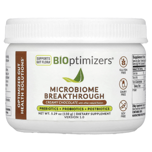 BIOptimizers, Microbiome Breakthrough, пребиотики, пробиотики и постбиотики, сливочный шоколад, 150 г (5,29 унции)
