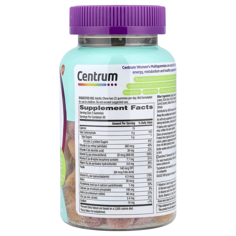 Centrum, Мультивитамины для женщин, тропические фрукты, 100 жевательных таблеток