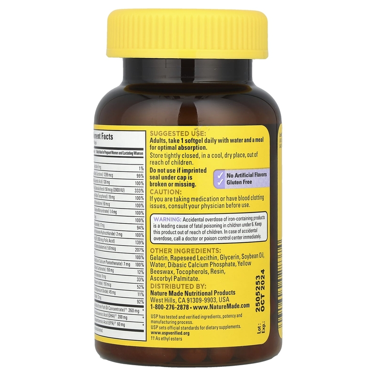 Nature Made, Postnatal Multi + DHA, 60 мягких таблеток