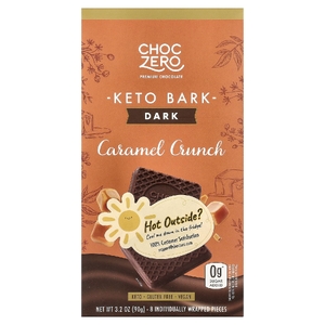 ChocZero, Keto Bark, темный шоколад, хрустящая карамель, 8 батончиков, 90 г (3,2 унции)