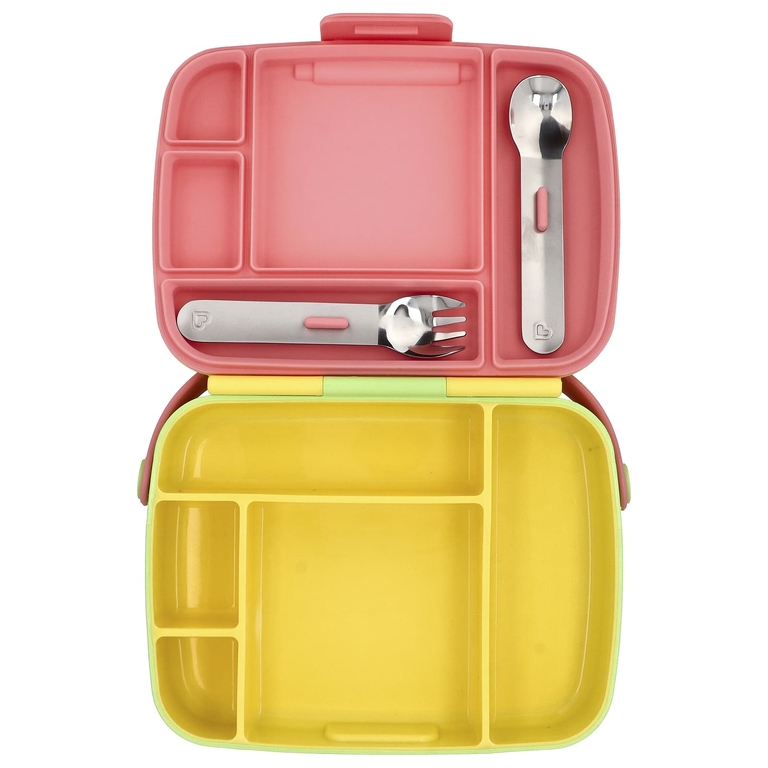 Munchkin, Lunch ™, Bento Box с посудой, для детей старше 18 месяцев, желтый, набор из 3 предметов