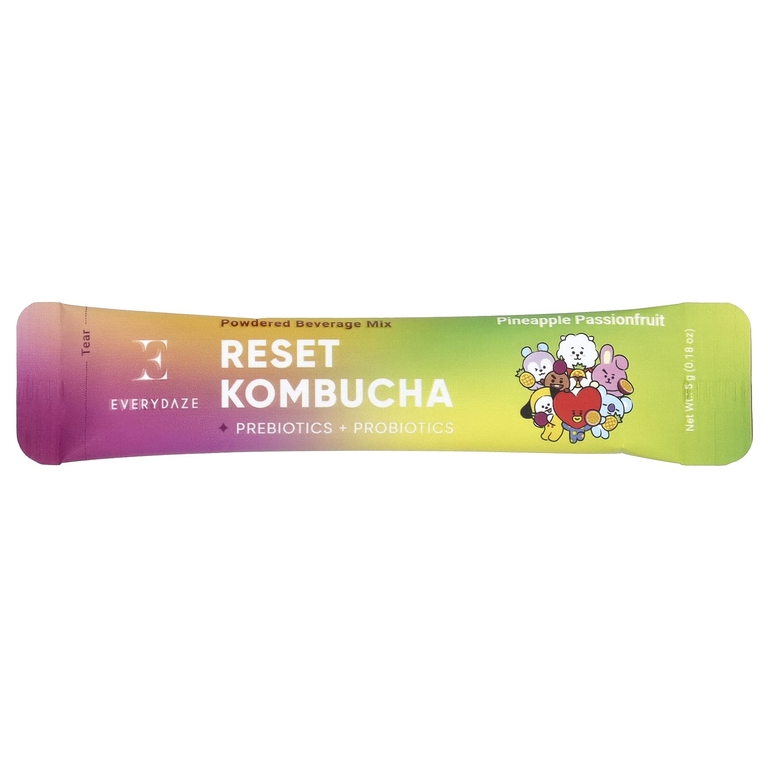 Everydaze, Reset Kombucha, порошковая смесь для напитков, ананас и маракуйя, 10 пакетиков по 5 г (0,18 унции)