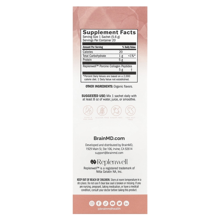 BrainMD, Smart Collagen, ванильная эссенция, 20 пакетиков по 5,6 г (Товар снят с продажи) 