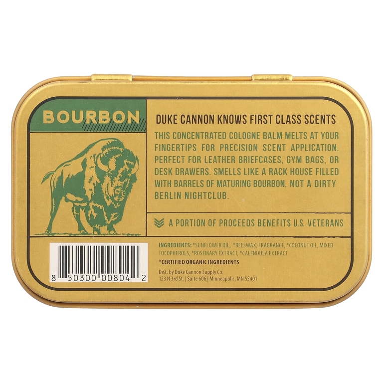 Duke Cannon Supply Co., твёрдый одеколон, бурбон, дубовая бочка, 40 г (1,5 унции)