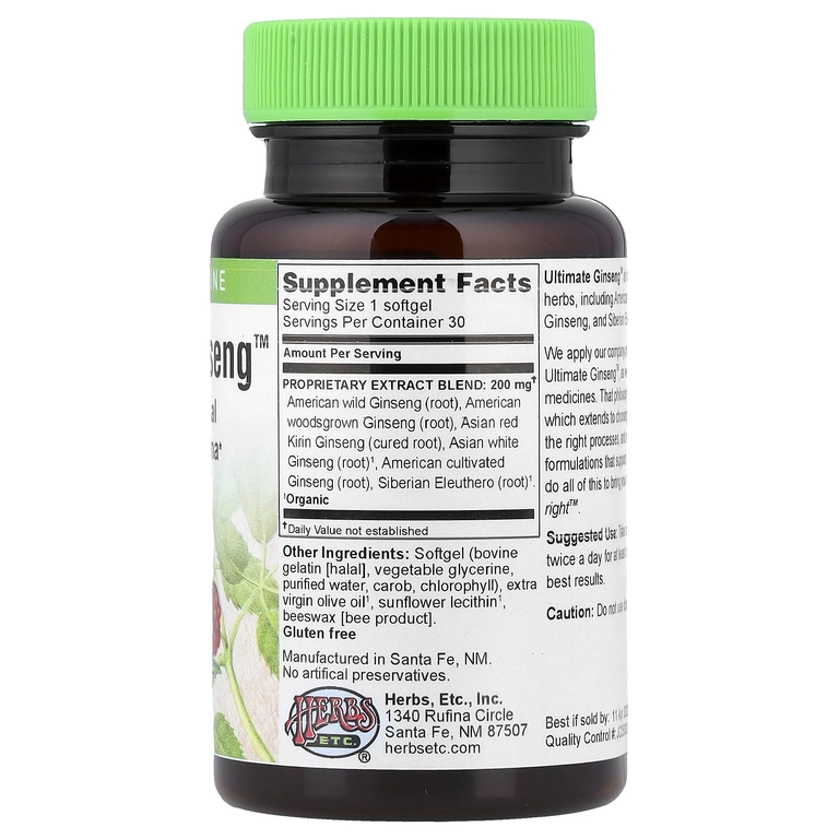 Herbs Etc., Ultimate Ginseng ™, 30 мягких таблеток