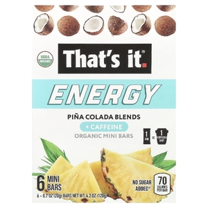 That's It, Energy, органические мини-батончики, смеси пина-колады, 6 мини-батончиков, 20 г (0,7 унции) (Товар снят с продажи) 