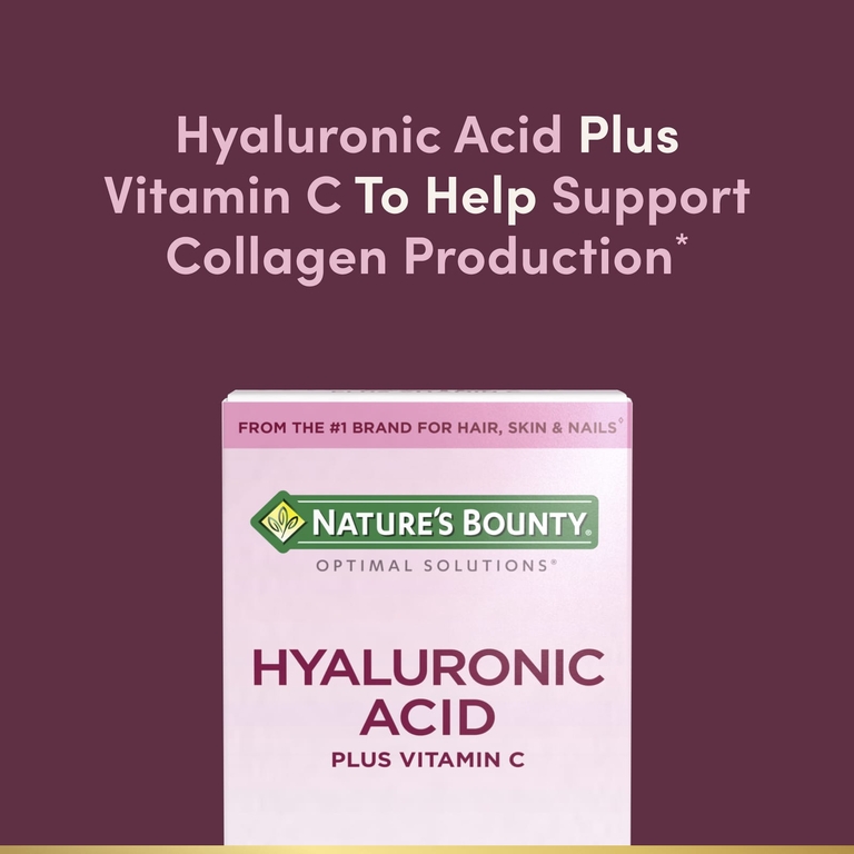 Nature's Bounty, Optimal Solutions®, гиалуроновая кислота и витамин C, 120 капсул (Товар снят с продажи) 