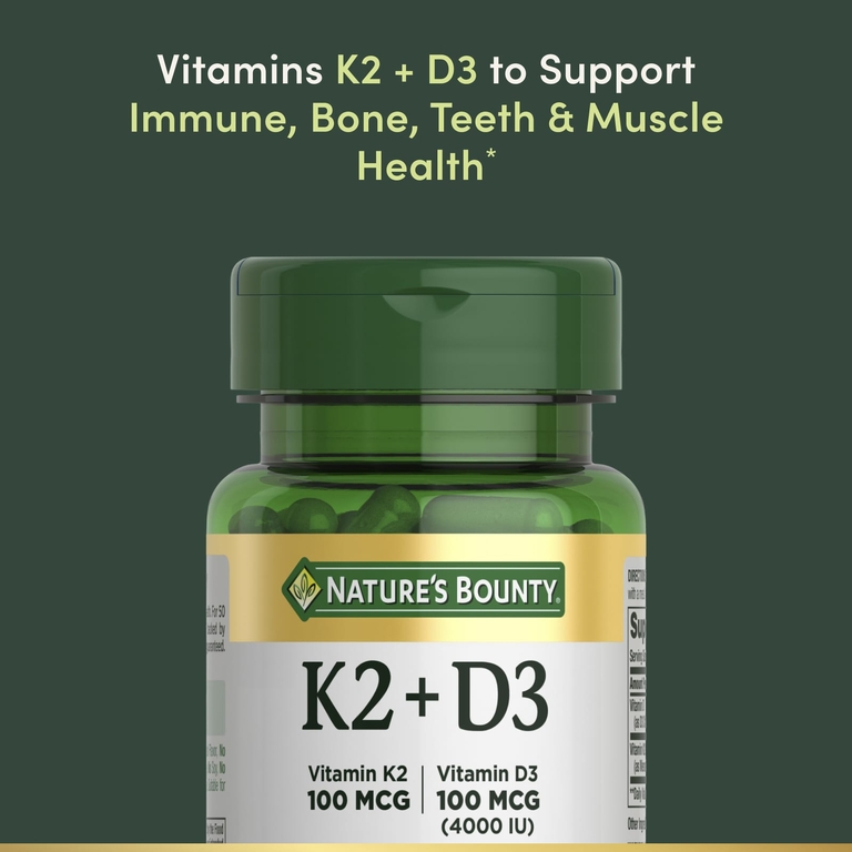 Nature's Bounty, Витамин K2 + D3`` 30 растительных капсул
