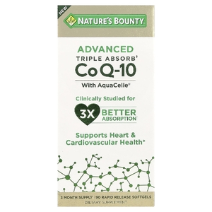 Nature's Bounty, Advanced Triple Absorb CoQ-10, 90 мягких таблеток с быстрым высвобождением (100 мг в каждой капсуле)
